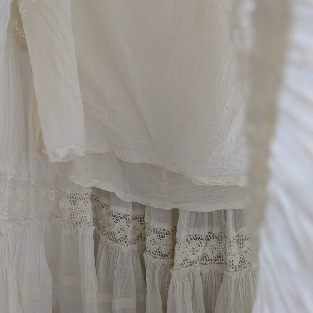 Vintage Frederick's Of Hollywood Tiered Lace Slip Skirt XS Ivory - Picture 13 of 16